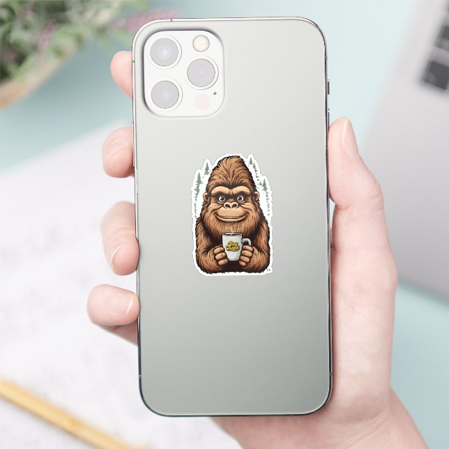 Cute Bigfoot Drinking Coffee  Funny Sasquatch  (Phone)