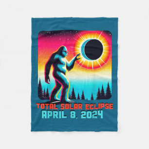 Cute Bigfoot Total Solar Eclipse 4 Fleece Blanket