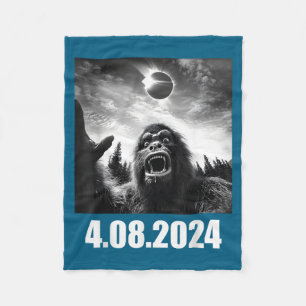 Cute Bigfoot Total Solar Eclipse Totality Fleece Blanket