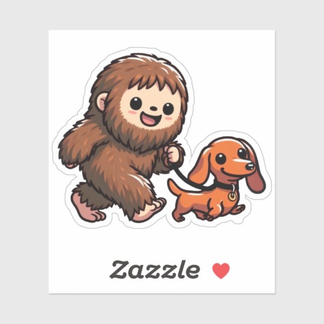 Cute Bigfoot Walking Cute Dachshund (Sheet)