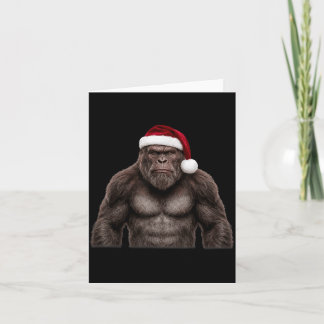 Cute bigfoot wearing santa hat christmas sasquatch card