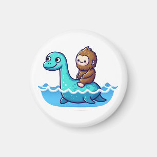Cute Bigfoot with Cute Loch Ness Magnet