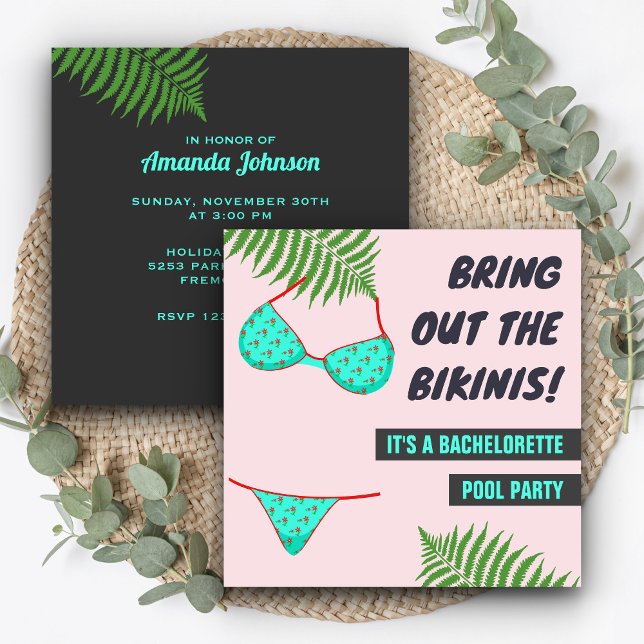 Cute Bikini Pool Bachelorette Party Invitation (Creator Uploaded)