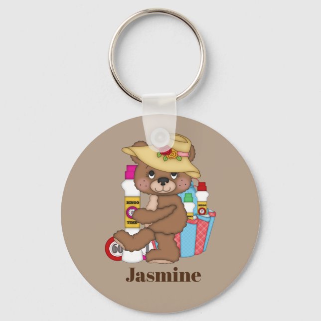 Cute Bingo bear add name keychain (Front)
