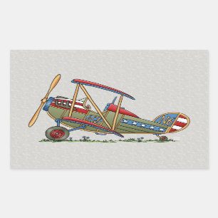 Cute Biplane Rectangular Sticker