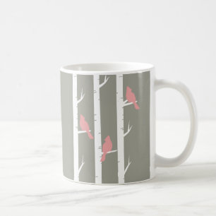 Cute Birch Tree Bird Pattern Coffee Mug