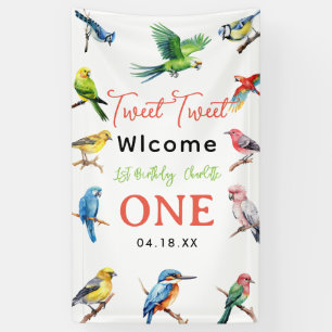 Cute Bird 1st Birthday Party Welcome Banner