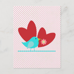 Cute Bird and Hearts Postcard