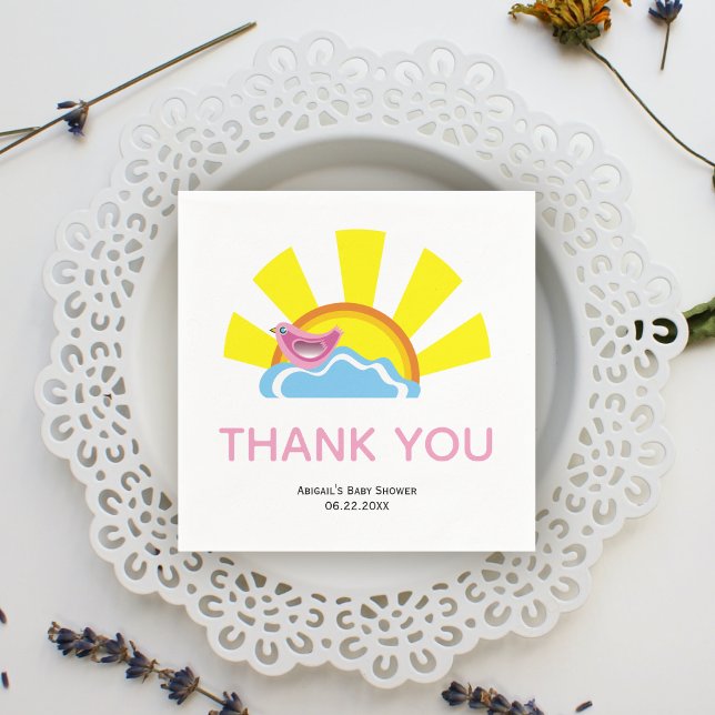 Cute bird and sun Books for Baby Shower Thank You  Napkin (Creator Uploaded)