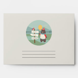 Cute Bird Bear Milestone Mountain Any Age Birthday Envelope