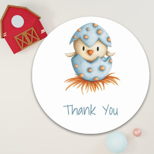 Cute Bird Blue Thank You  Classic Round Sticker