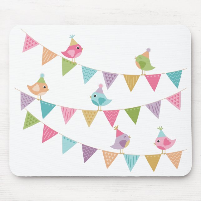 Cute Bird Bunting Mouse Pad (Front)