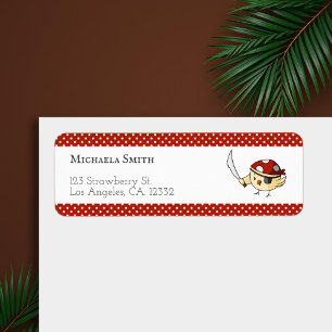Cute Bird Captain Pirate Themed Personalised Return Address Label
