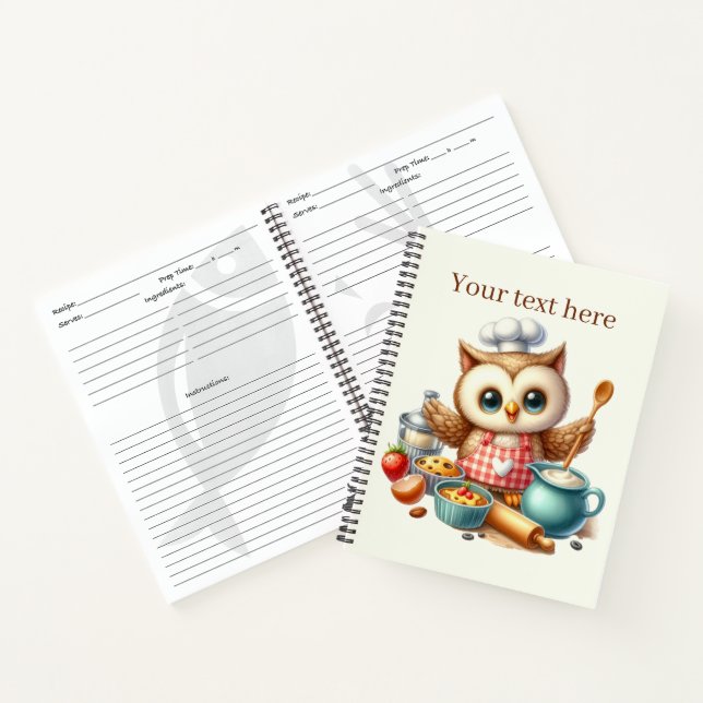 Cute bird chef lovers recipe  notebook (Inside)