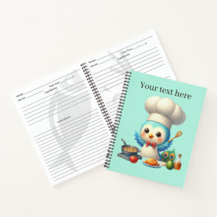 Cute bird chef lovers recipe notebook
