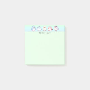 Cute bird colourful gradient Personalised name Post-it Notes