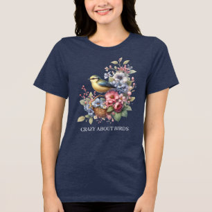 Cute bird crazy add text Tri-Blend shirt