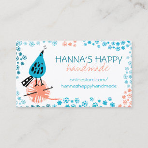 Cute bird crochet hook yarn knitter homespun business card