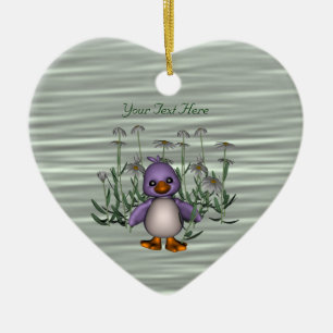 Cute Bird Daisy Flowers Customisable Ornament