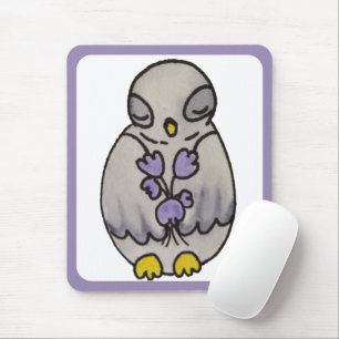 Cute Bird Drawing Owl Mouse Pad