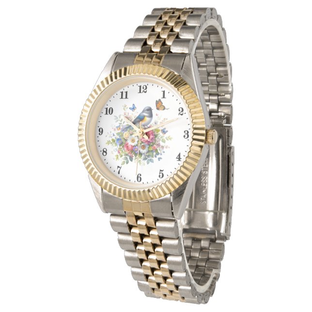 Cute bird flower butterfly watch (Angled)
