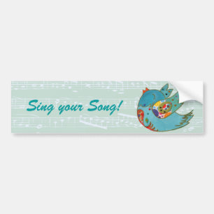 Cute bird flying and singing bumper sticker