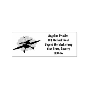 Cute bird flying red aeroplane cartoon illustratio rubber stamp