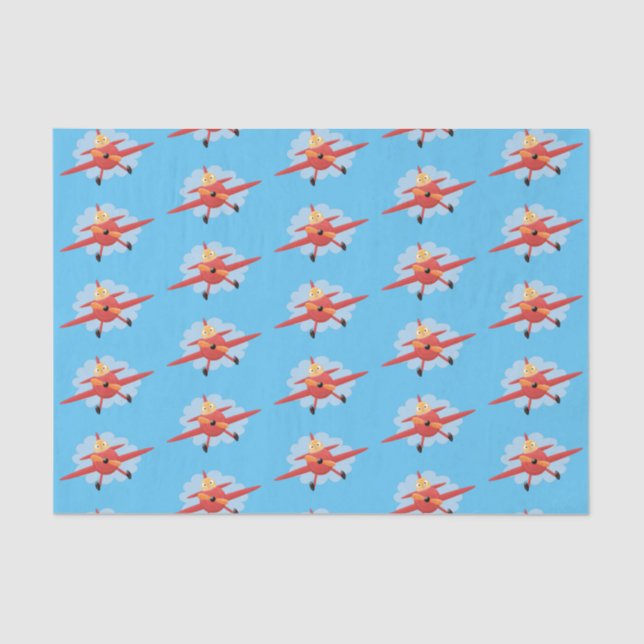 Cute bird flying red aeroplane cartoon illustratio tissue paper (Front)