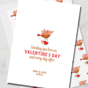 Cute Bird Flying Valentine's Day Holiday Card