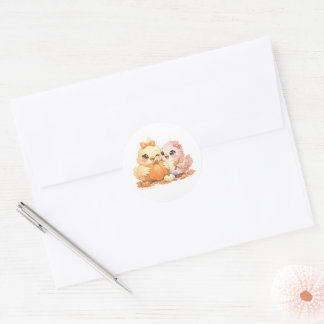 Cute Bird Friends Halloween Round Favour Sticker