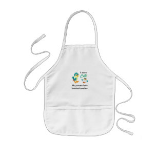 Cute bird hatching green cartoon baby announcement kids apron