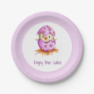Cute Bird Hatching Pink  Paper Plate