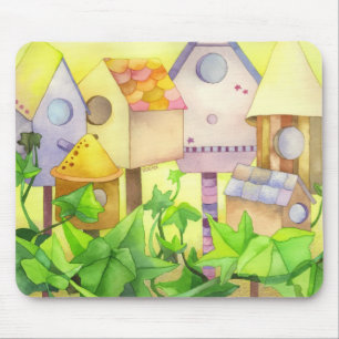Cute Bird Houses Mouse Pad