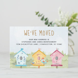 Cute Bird Houses Moving Announcement Card
