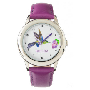 Cute Bird Hummingbird Floral Girly Kids Watch