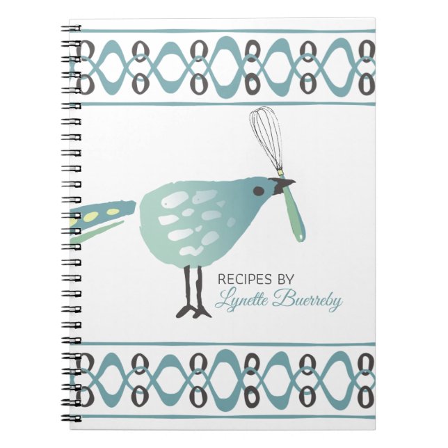 Cute bird kitchen whisk recipe notebook cookbook (Front)