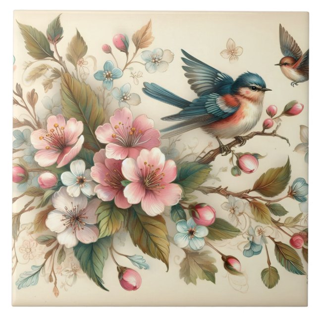 Cute bird lovers crafting home business  ceramic tile (Front)