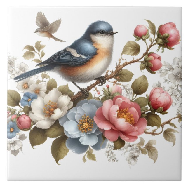 Cute bird lovers crafting home business  ceramic tile (Front)