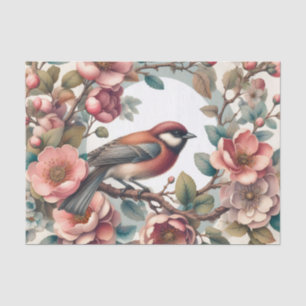 Cute bird lovers flowers decoupage  tissue paper