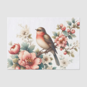 Cute bird lovers flowers decoupage tissue paper