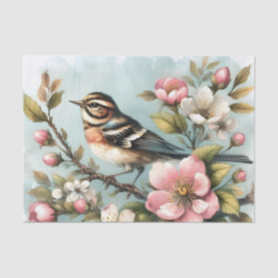 Cute bird lovers flowers decoupage tissue paper
