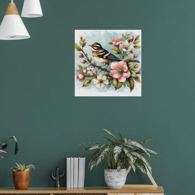 Cute bird lovers flowers  poster (Living Room 1)
