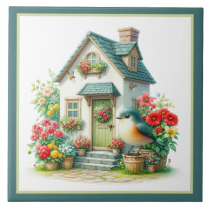 Cute bird lovers kitchen crafting business  ceramic tile