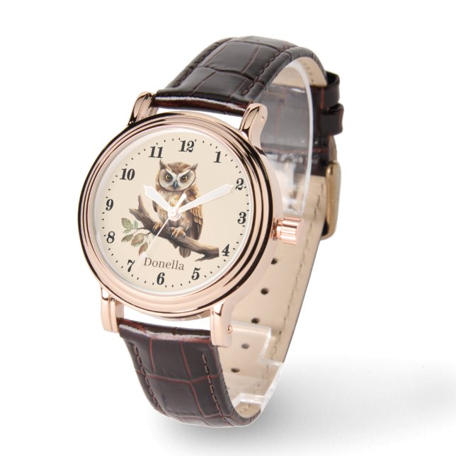 Cute bird lovers owl add name watch (Angle)