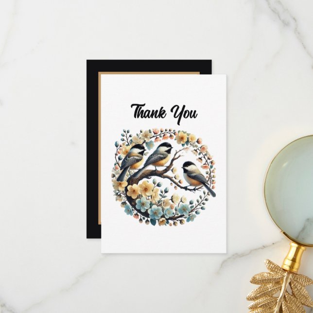 Cute bird lovers thank you Notecard (Front/Back In Situ)