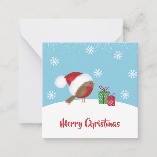 Cute Bird Merry Christmas Note Card (Front)