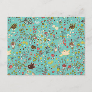 Cute Bird Pattern Five Postcard