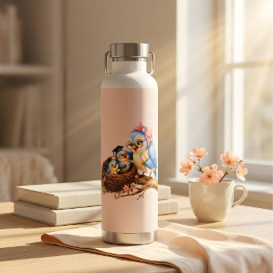 Cute Bird Pink Stainless Steel Water Bottle