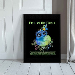CUTE BIRD, PROTECT THE PLANET, SAVE EARTH Art Poster