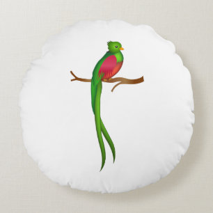 Cute bird Quetzal Round Cushion